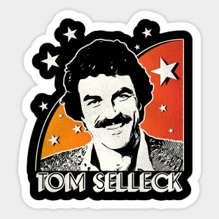 Tom Selleck Retro 70s Fade Sticker